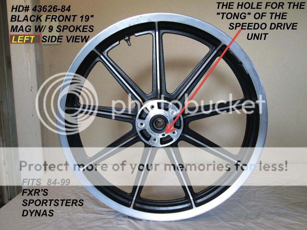 HD 4362684 BLACK 9 SPOKE MAG WHEEL 19" X 2.15" LEFT SIDE VIEW SHOWING